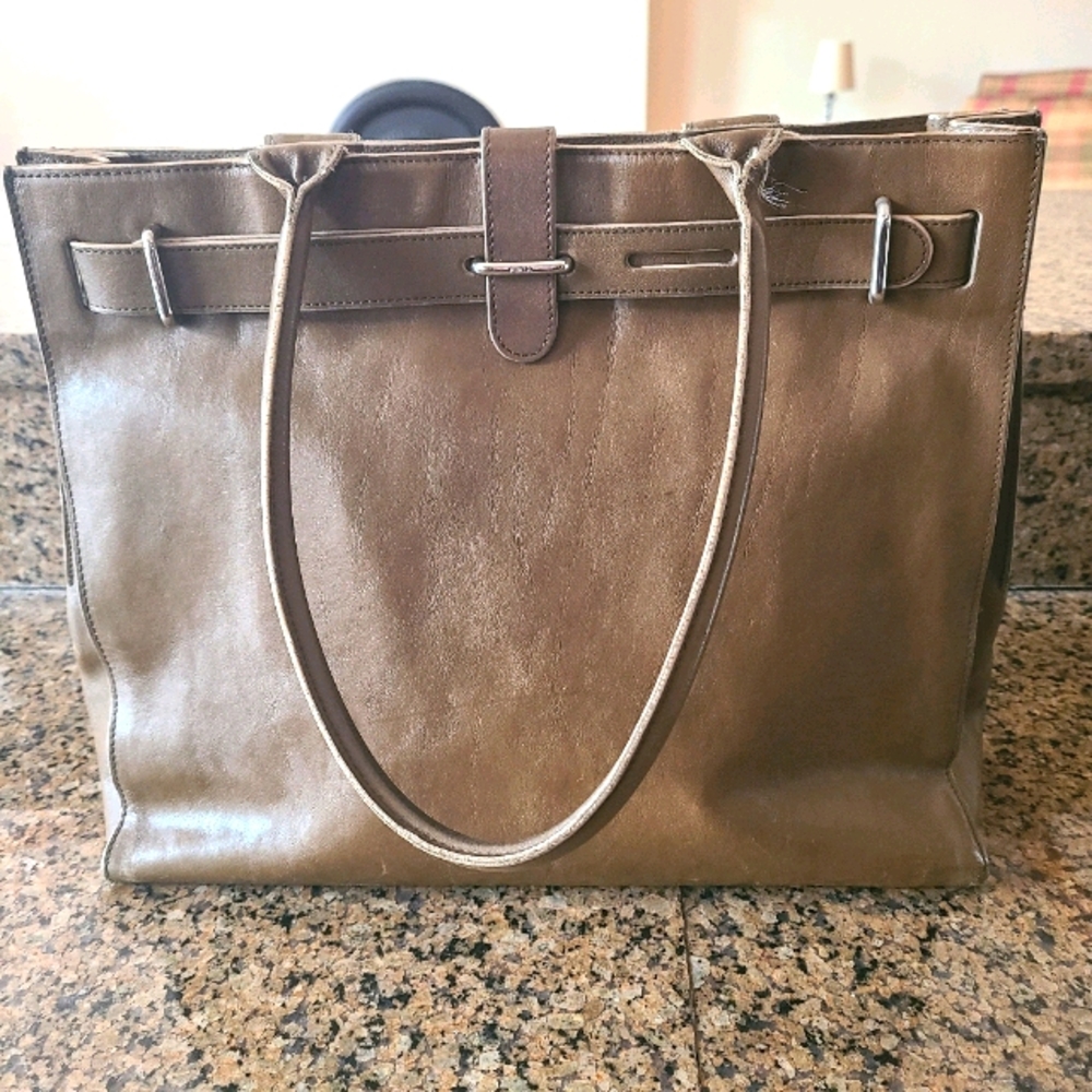 Furla Greta Brown Leather Tote Bag